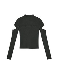 Half Turtleneck Sleeve Cutout Top