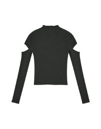 Half Turtleneck Sleeve Cutout Top