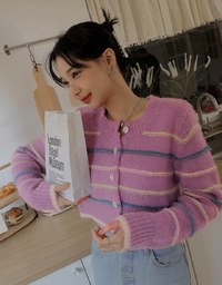 Colorful Line Knitted Crop Top
