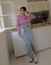 Colorful Line Knitted Crop Top