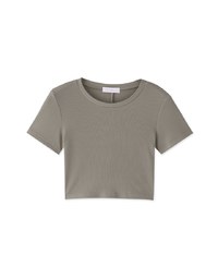 Solid Color Round Neck Ribbed Top