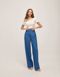 Skysrcaper Denim Wide Pants