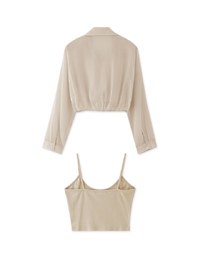 心機透膚扭結襯衫套裝