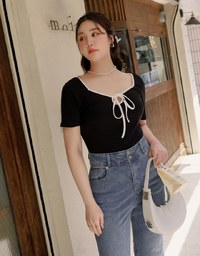 2WAY Tie Strap Ribbed Top