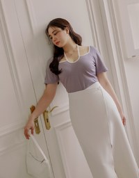 2WAY Tie Strap Ribbed Top