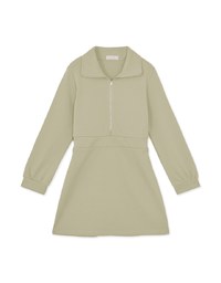 Half-Zip Turnover Collar Dress