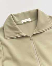Half-Zip Turnover Collar Dress