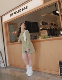 Half-Zip Turnover Collar Dress