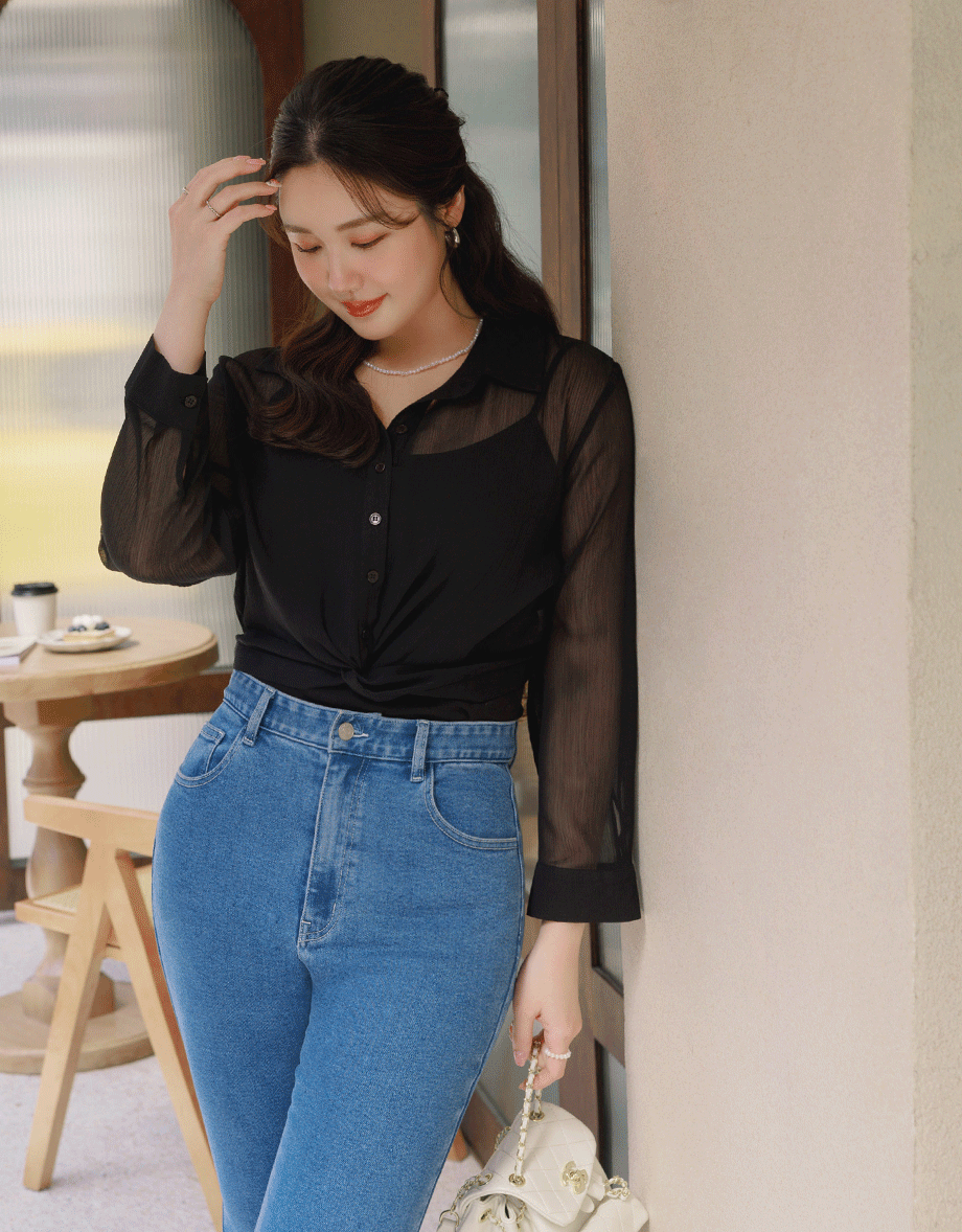 Sheer Twist Shirt Set Wear