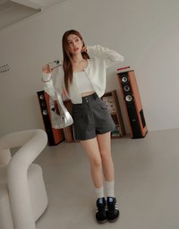 Versatile Plain Side Ruched Knitted Top