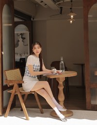 チェック柄編み込みキャミベスト