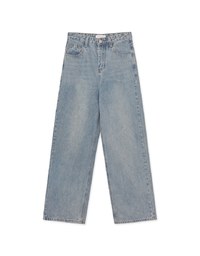 Washed Heart Denim Wide-Leg Pants