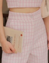 Bohemian Boho Style Tweed High Waisted Wide Pants Culottes