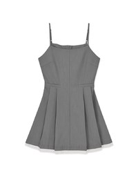 Pleated Cinched Waist Thin Strap Dress