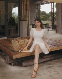 Sheer Pancake Pleat Fishtail Short Dress