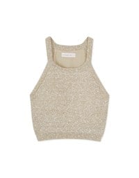 Off-Shoulder Mixed Color Woolen Vest (With Padding)