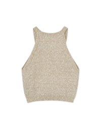 Off-Shoulder Mixed Color Woolen Vest (With Padding)