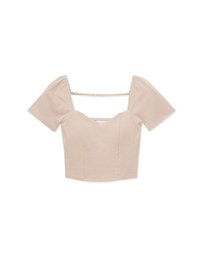 Solid Color Heart Neckline Knit Padded Top