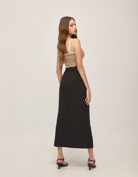 Asymmetrical Front Slit Long Skirt