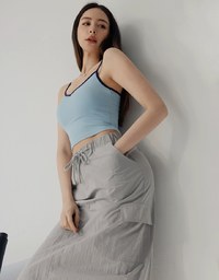 バックスリットカーゴロングスカート