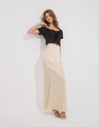 Soft Matte Satin Flare Long Skirt