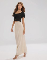 Soft Matte Satin Flare Long Skirt