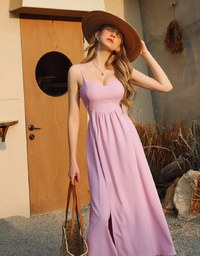 Draped Slit Strap Padded Maxi Dress