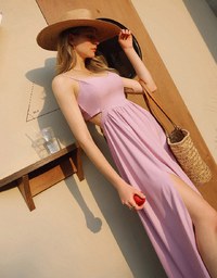 Draped Slit Strap Padded Maxi Dress