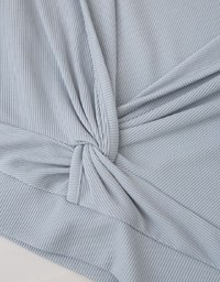 Deep V Knotted Ribbed Skirt Set Wear