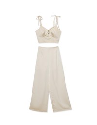 Satin Hollow Strap Trouser Set Wear