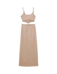 Sexy Hollow Slit Spaghetti Strap Padded Maxi Dress