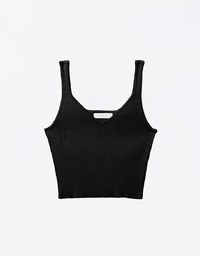 Basic V Neck Cropped Knitted Tank Top