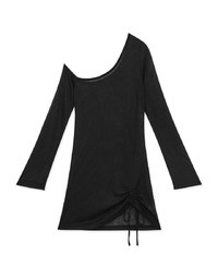 One Shoulder Side Scrunch Sheer Mini Dress - AIR SPACE