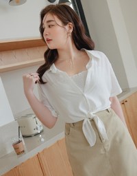 Bohomian Boho Style Short Sleeve Blouse Set Wear