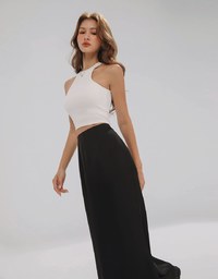 Soft Matte Satin Umbrella Hem Long Skirt