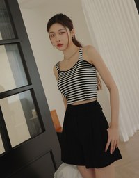 ワイドヘムショートパンツ(ベルト付き)