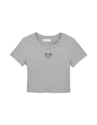 Front Hollw Heart Shape Round Neck Top