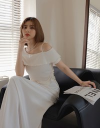 サイドリボンフリルニットトップス