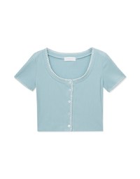 Stitched Trim Ribbed Top