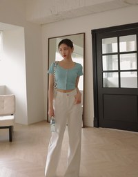 Stitched Trim Ribbed Top