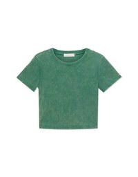 Washed Ribbed Round Neck Top