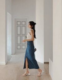 完美腰線DNA舒適輕磅牛仔長裙
