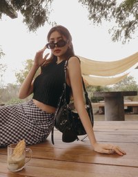 Embossed Front Slit Long Skirt