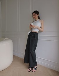 Casual Nylon Slit Long Skirt