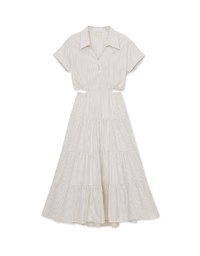 Stripe Low Back Blouse Midi Dress