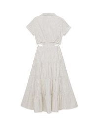 Stripe Low Back Blouse Midi Dress