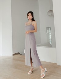 Cooling Bra Padded Backless Midi Dress