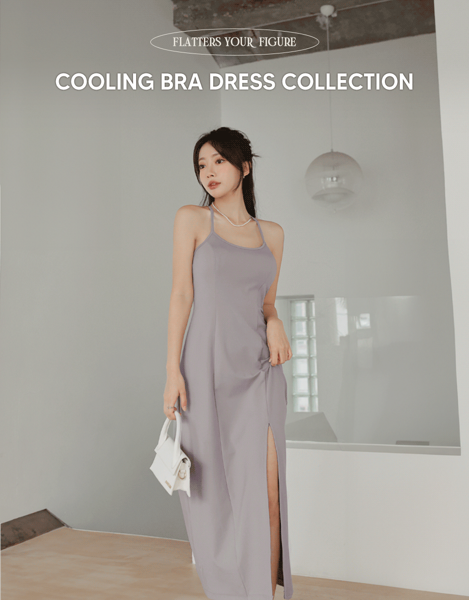 Cooling Bra Padded Backless Midi Dress