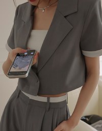Chic Contrast Color Lapel Suit Blaze Jacket (with Shoulder Pads)