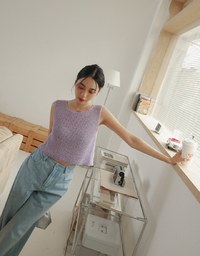 Round Neck Back Slit Knit Vest